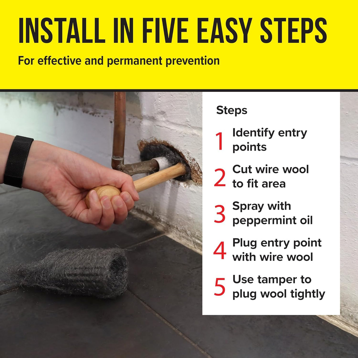 The Big Cheese Wire Wool Rodent Blocker Kit Assorted Pack of 8 STV250 | 8 Ready-to-use Rust Resistant Rolls | Can be Used in Plug Holes-Cracks and Gaps | Powerful Peppermint Oil Deterrent | Handy Tamper to Tightly Plug Holes and Entry Points | Prevent