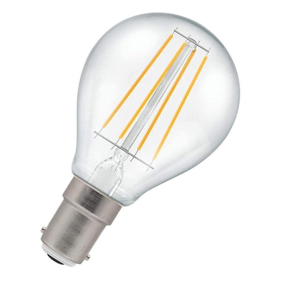 Energizer Golf Filament SBC-B15 LED Bulb Transparent 78mm x 45mm S29789 | 5W | 40W Replacement | 2700K Warm White | 550 Lumens | 15-Year Lifespan | Dimmable | 15000Hr Lifespan | Mercury Free | Energy Rating E | CRI-80