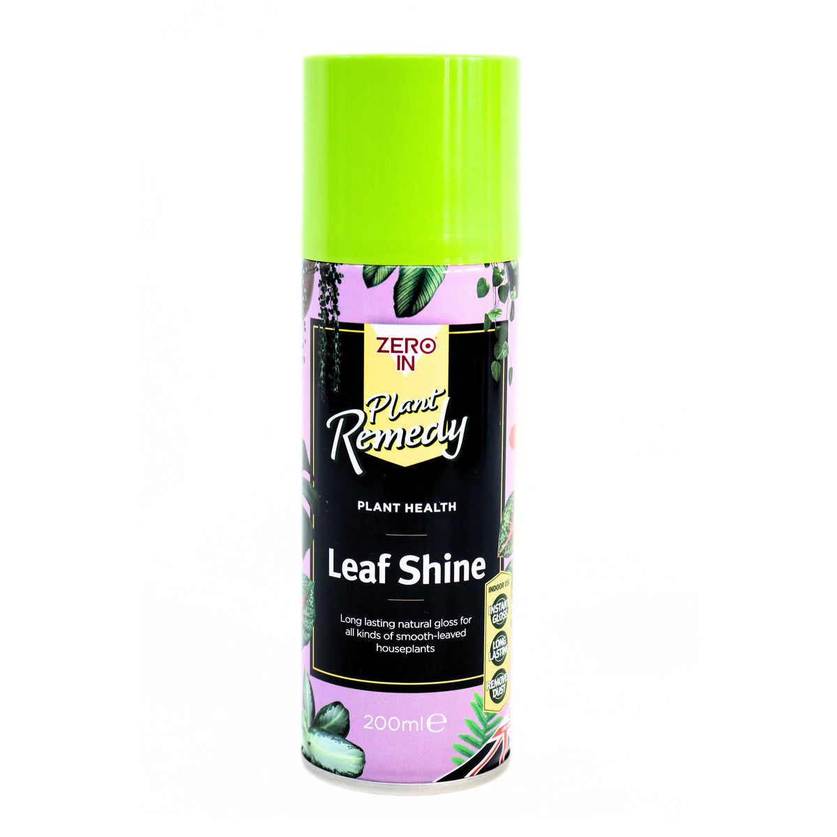 Zero In Leaf Shine Aerosol 200ml ZER229 | Long Lasting Natural Gloss | For All Kinds of Smooth-leaved Houseplants | Indoor Use | Instant Gloss | Long Lasting | Removes Dust