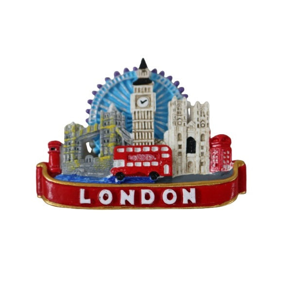 London City Resin Fridge Magnet Multicoloured MFM28 | Big Ben Red Bus Landmark Souvenir | Classic British Travel Gift | Iconic Landmarks Tourist Keepsake