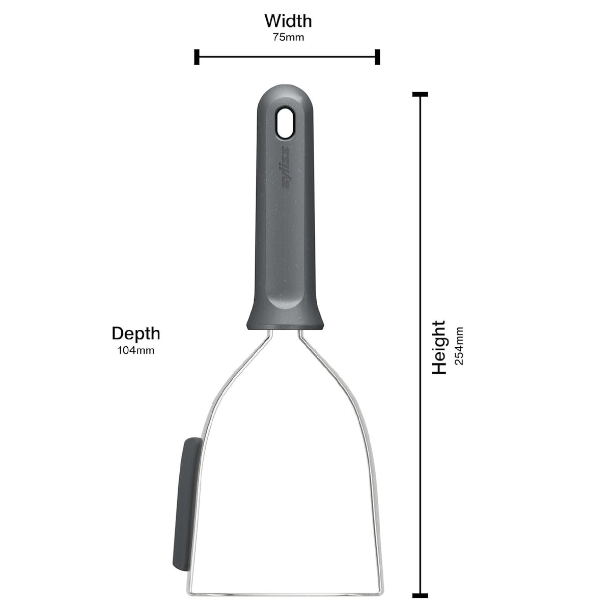 Zyliss Potato Masher Grey H254mm x W75mm x D104mm E980270 | Eco Handle