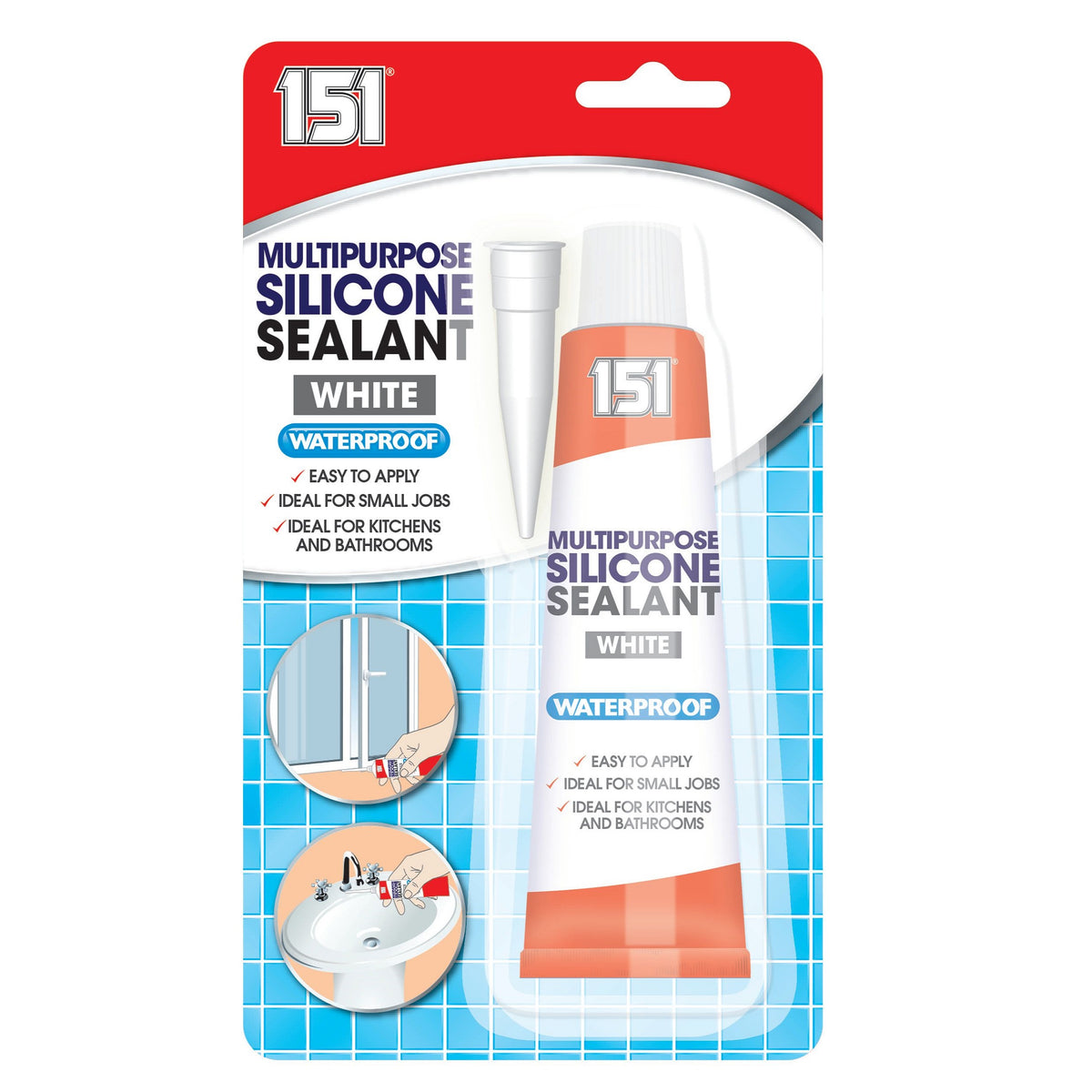 151 Multipurpose Silicone Sealant Tube White 70g DY1001 | Easy to Apply | Ideal for Small Jobs | Waterproof | Ideal for Kitchens and Bathrooms