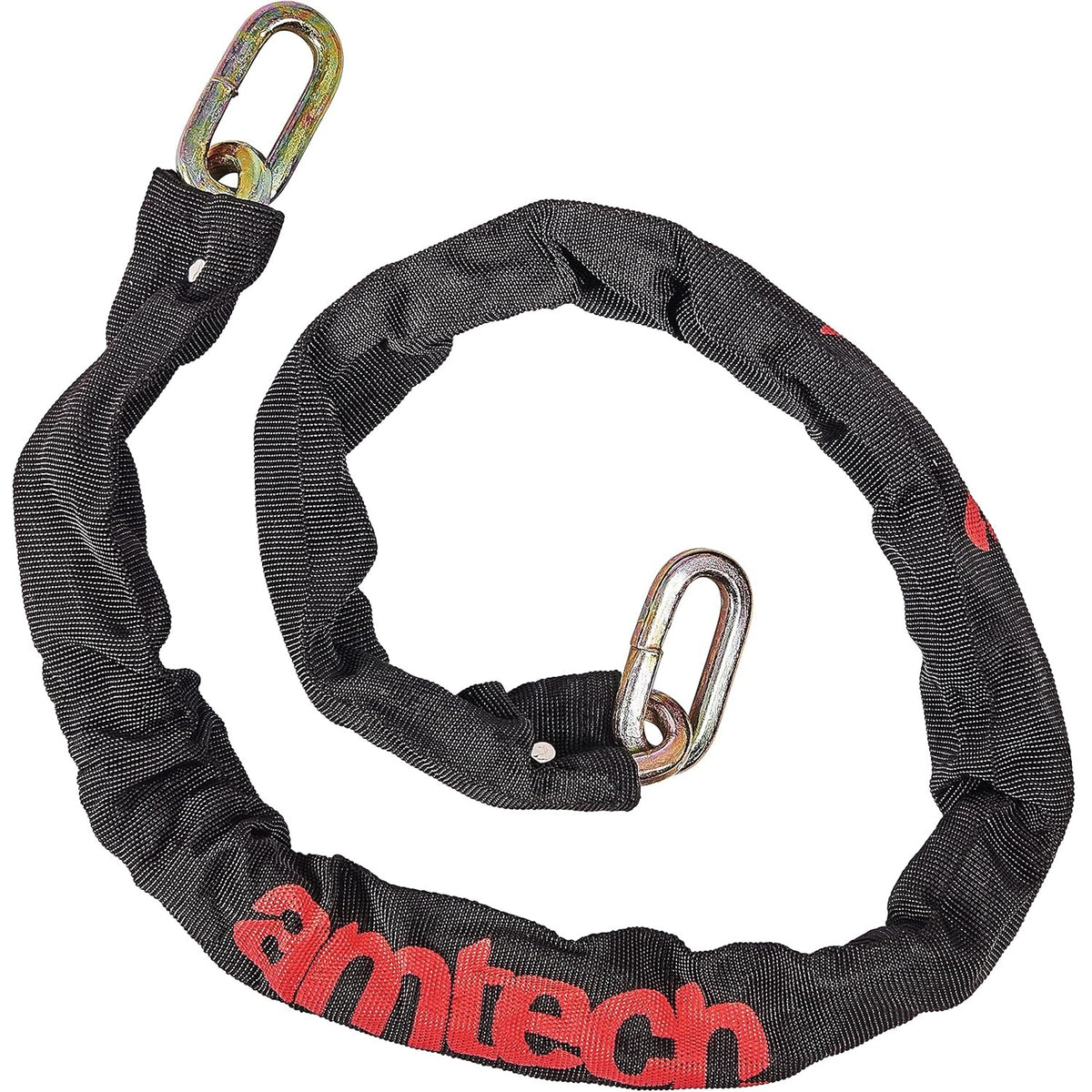 Amtech Heavy Duty Sleeved Chain Lock With Square Links Black 10mm x 120cm S3275 | zinc Passivated Finish | Steel Security Chain | Weather-Resistant Nylon Sleeve | For Securing Motorbikes-Bicycles and Other Security Applications