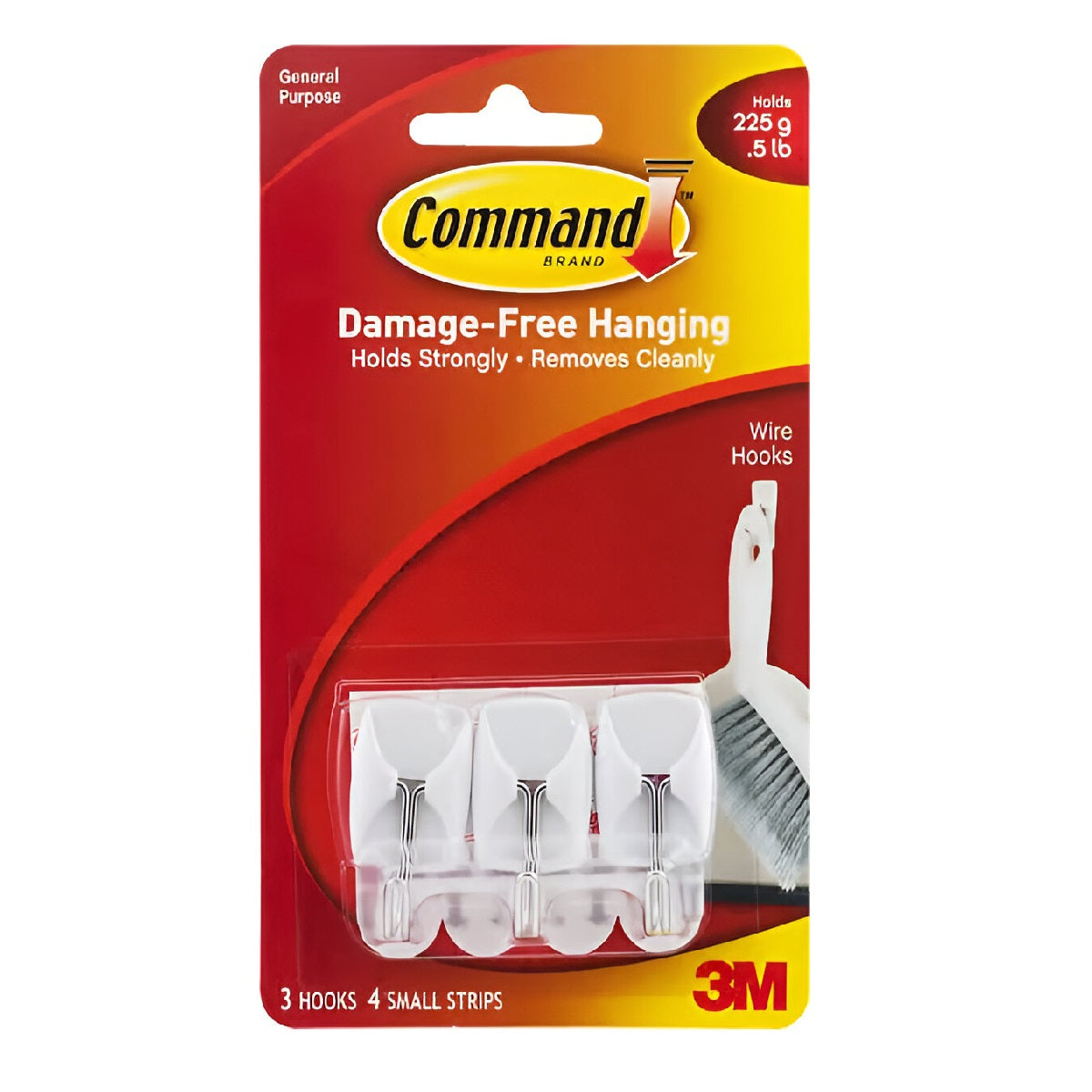 Command 3M Wire Hooks with 4 Strips White Small Pack of 3 17067ES | Damage-Free Hanging | Holds Strongly | Removes Cleanly | General Purpose