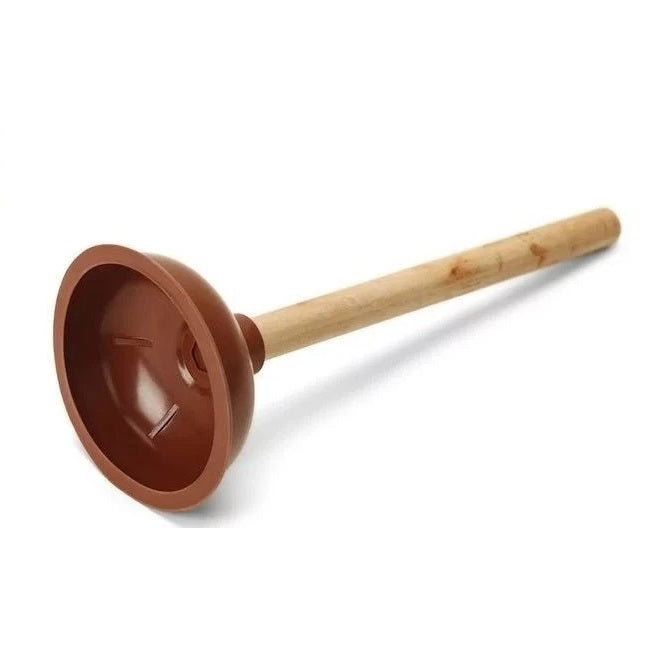Adorn Large Heavy Duty Toilet Plunger with Detachable Wooden Handle Brown AG029 | High Suction Rubber Cup | Drain-Basin and Sink Unblocker