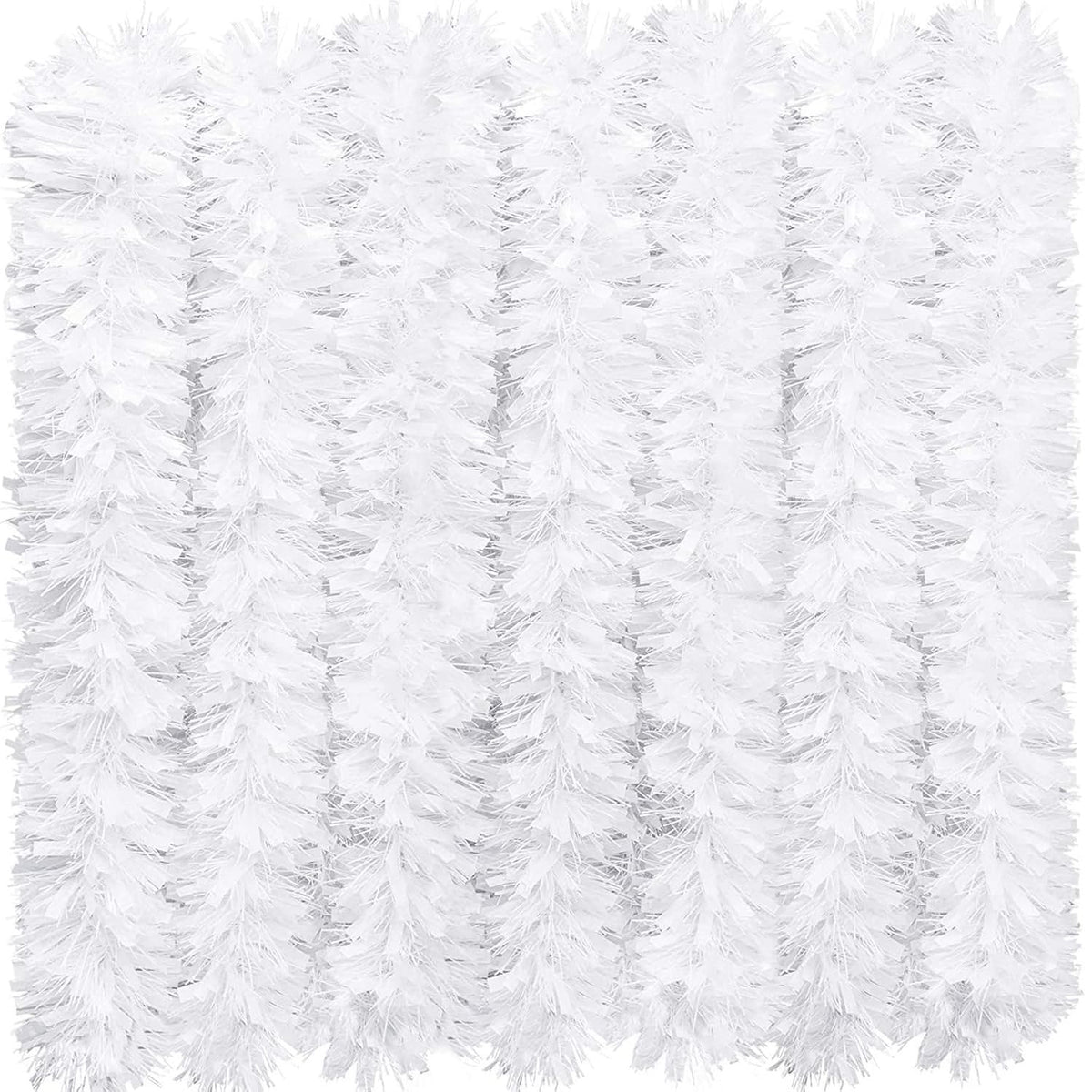 JL Supplies Christmas Tinsel Garland White 2Mtr 7646WHITE | Holiday Decoration | For Tree-Stair-Railing and Home Decor