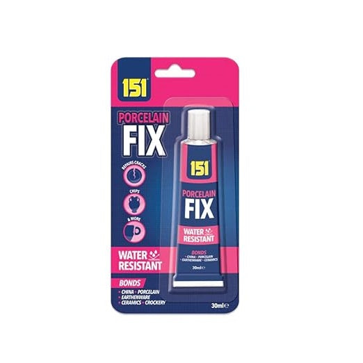 151 Porcelain Fix Repair Glue Multicoloured 30ml 1511167 | Water Resistant Adhesive | Repairs Chips and Cracks | Bonds China-Ceramics and Crockery | Strong Household Fix