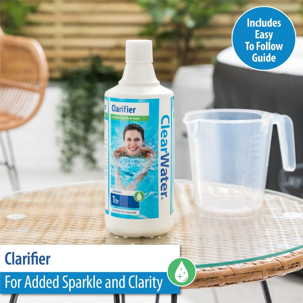 Clarifier Clearwater Pool Clarifier Liquid Clear 1Ltr CH0009 | Improves Water Clarity | Fast Acting Pool Chemical | Removes Cloudiness | For Sparkling Clear Pools