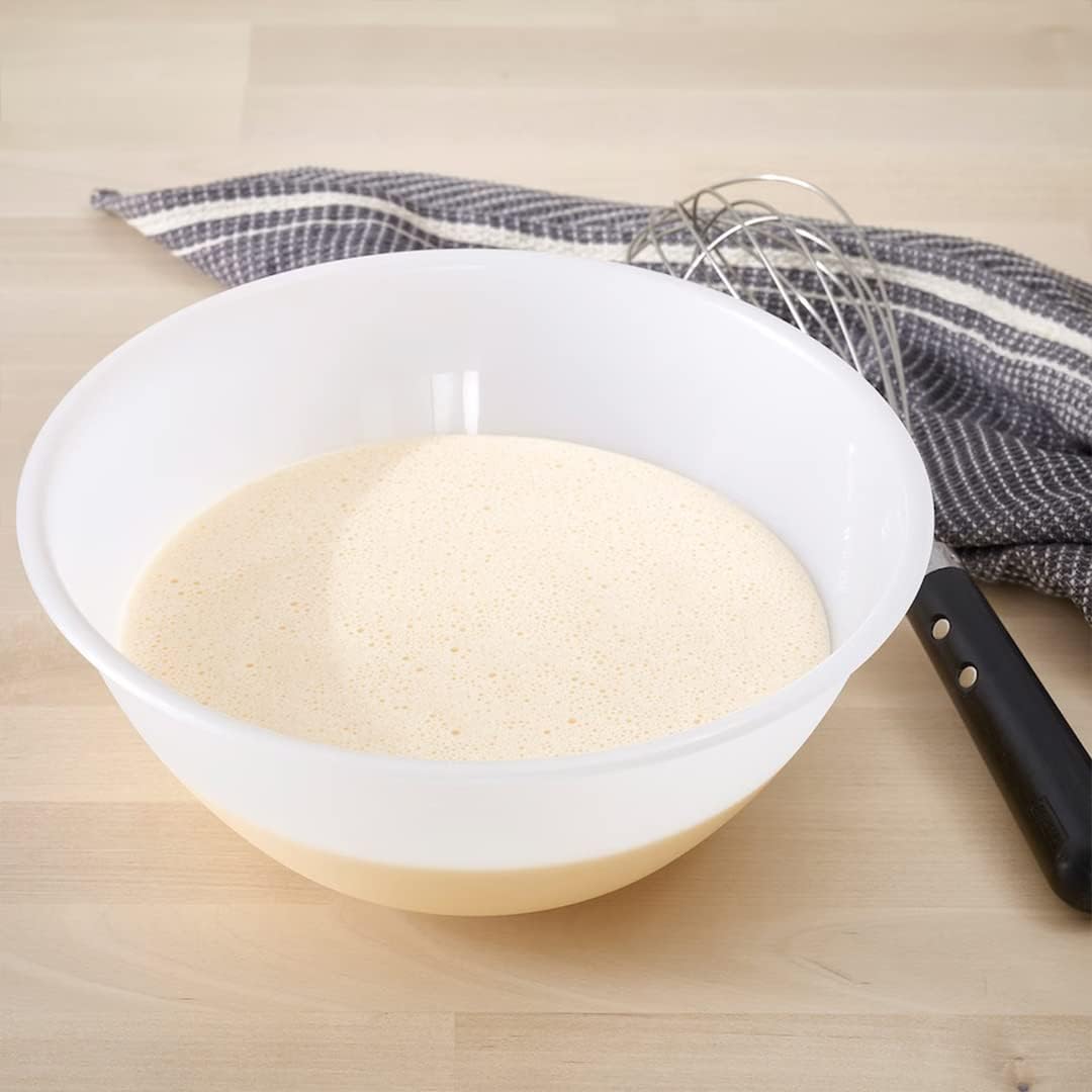 Whitefurze Plastic Mixing Bowl Clear 25cm H03L020 | Lightweight Round Serving Bowl