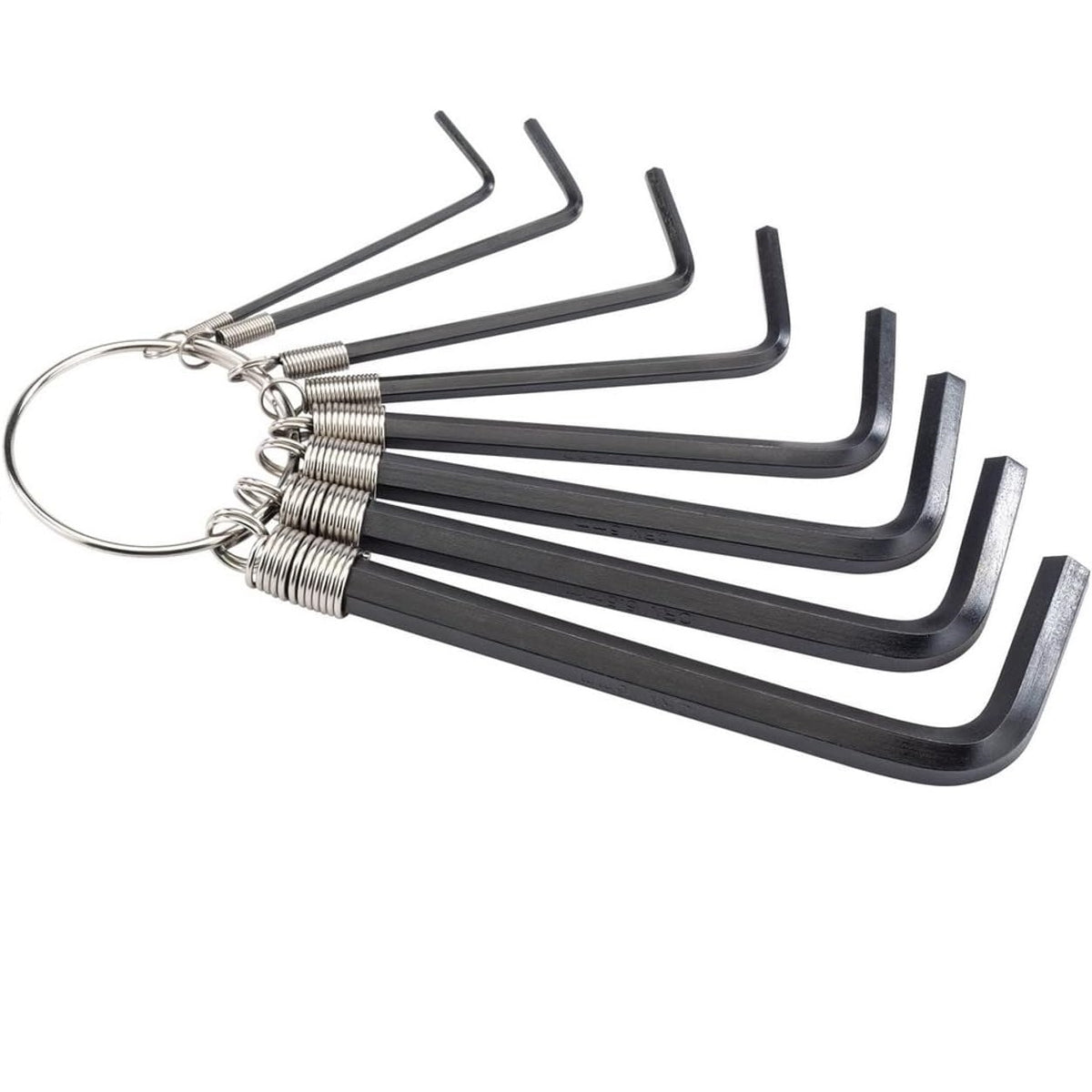 Draper Redline Metric Hexagon Key with Retractable Ring Holder Metallic Grey Pack of 8 68002 | Chrome Vanadium Steel | Hardened and Tempered | Tools for Bikes-Furniture and DIY Repairs