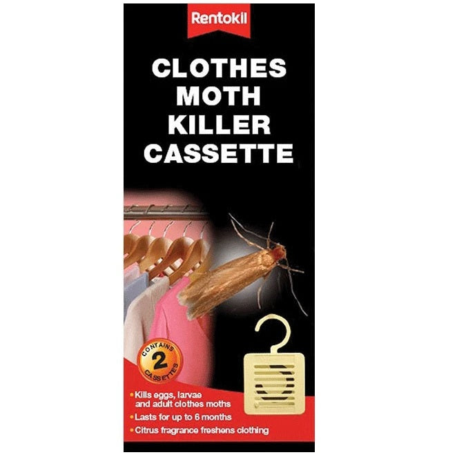 Rentokil Clothes Moth Killer Cassette Cream Pack of 2 FM95 | Kills Eggs-Larva and Adult Clothes Moths | Citrus Fragrance