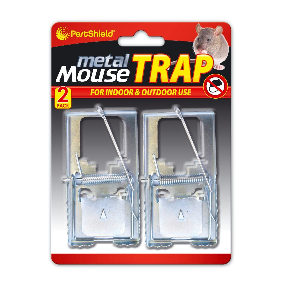 151 Pest Shield Metal Mouse Trap Metallic Silver H16cm x W12cm x D2cm Pack of 2 PS1003 | For Indoor and Outdoor Use