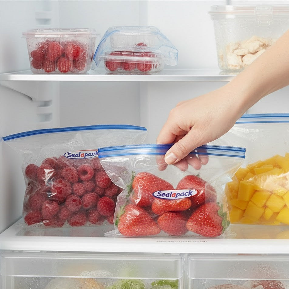 151 Sealapack Freezer Bags Transparent 10-Inch x 12-Inch Pack of 15 SAP1052A | Resealable and Reusable | Easy to Open | Easy to Close