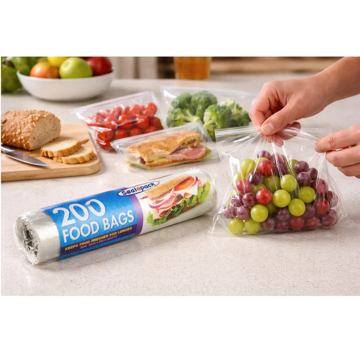 151 Sealapack Food Bags Clear 30cm x 25cm Pack of 200 | Keeps Food Fresher for Longer