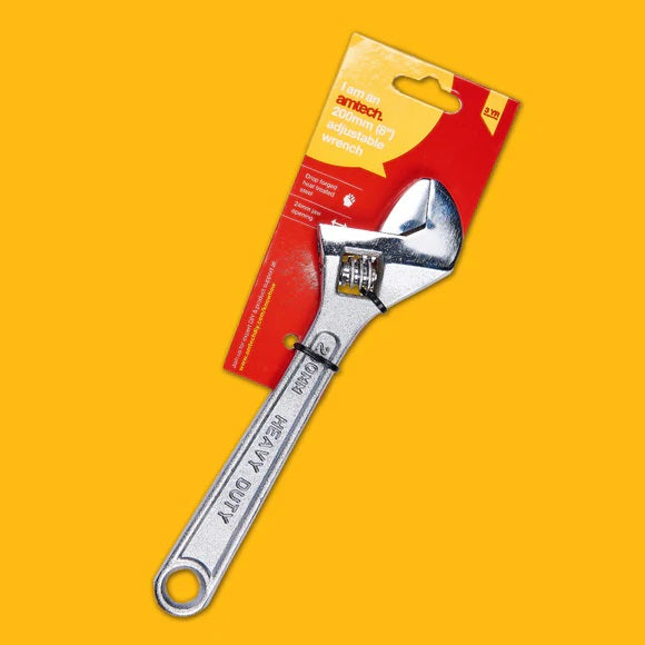 Amtech Heavy Duty Adjustable Wrench With Jaw Opening Chrome 200mm C1900 | Drop-Forged Carbon Steel | Heat Treated Steel | 24mm Jaw Opening