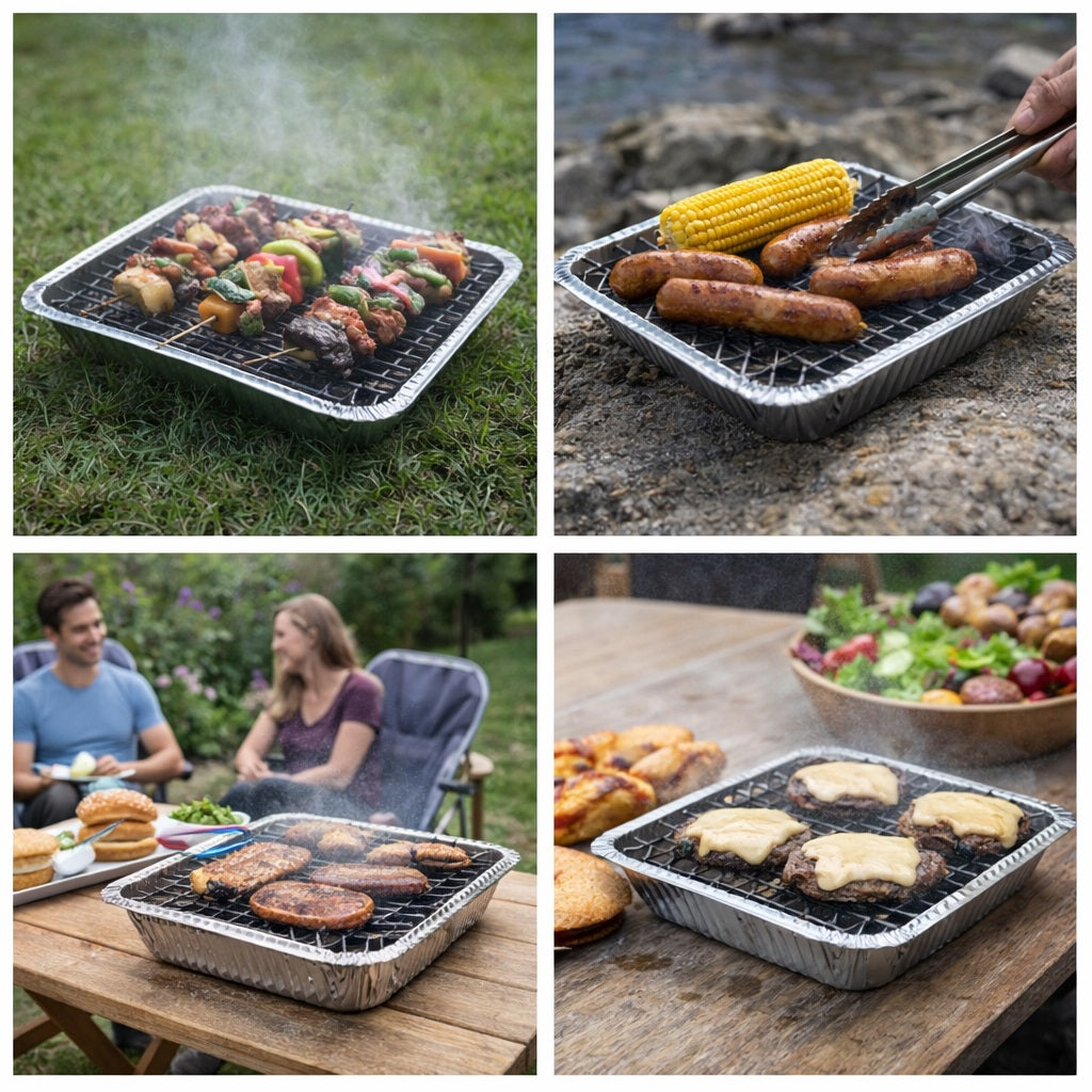 Big K Party Size Disposable Instant BBQ Silver DBPARTY | Ready to Light Charcoal Grill Tray | Burns Hotter and Longer | Ideal for Camping-Picnics and Garden Parties