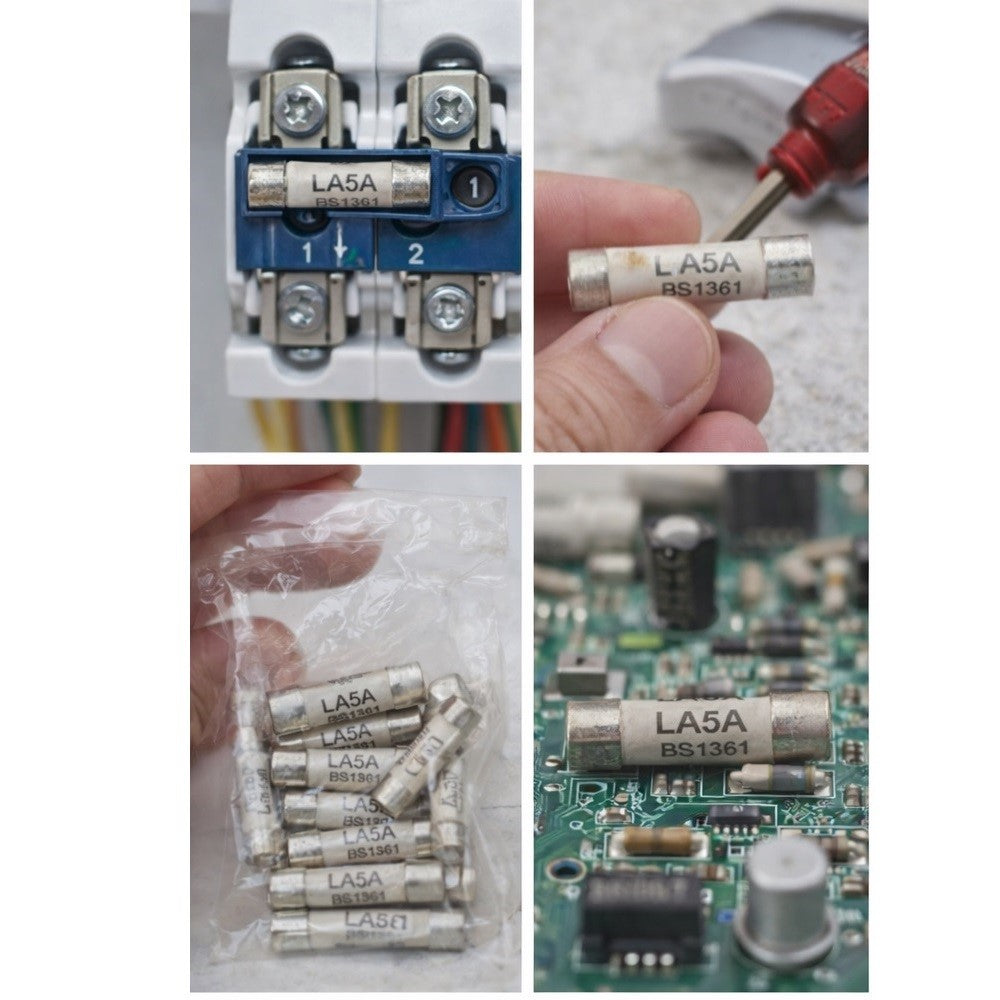 Lawson 5Amp Consumer Unit Fuse Chrome Finish 6.35mm x 23mm Pack of 10 71168 | High-Quality Electrical Fuses | LA5 | 5A Safety Fuse | Durable and Reliable Fuse Protection | Power Supply Safety Fuse | Standard Plug Fuse | BS1361 Standards | 240V