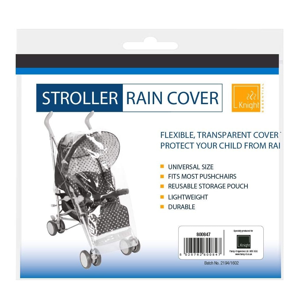 Knight Universal Stroller Rain Cover Transparent 800847 | Waterproof Pushchair Cover | Lightweight | Durable Protection | Fits Most Buggies with Storage Pouch | Baby Stroller Rain Shield | Pram Waterproof Cover