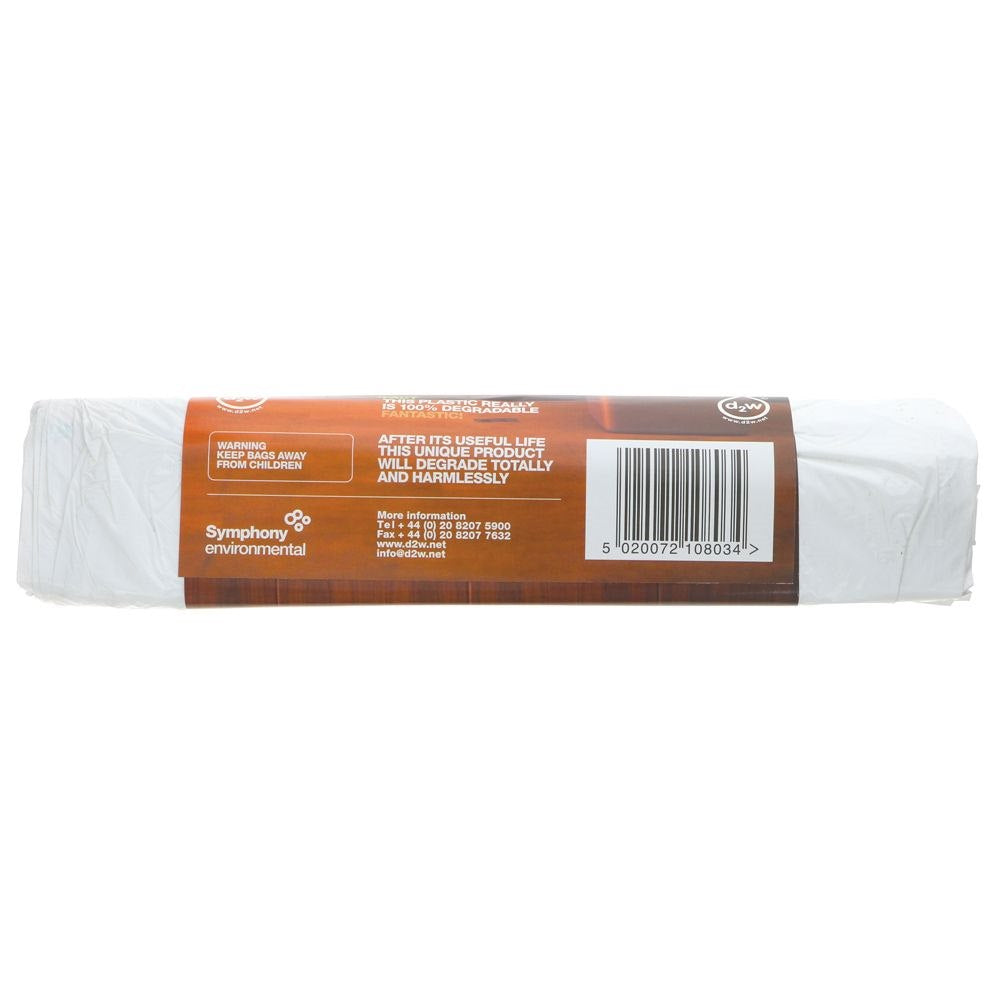 Degradable Swing Bin Liners White 59cm x 76cm Pack of 15 10803 | Heavy Duty Trash Bags | Rim-118cm | Garbage Bags for Kitchen and Office Bins | Strong and Leak Resistant Bins