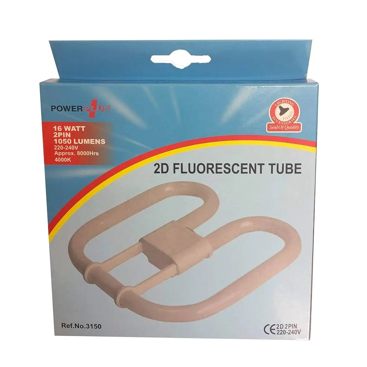 PowerPlus 2D 2Pin Fluorescent Tube White 3150 | 16W | 1050 Lumens | 4000K | Cool White | 220-240V | Energy Saving Lamp | Lighting Accessories | 8000Hrs