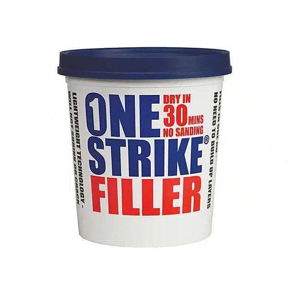 Everbuild One Strike Ready Mixed Wall Filler White 1Ltr 461916 | Quick Drying in 30 Minutes | No Sanding Required | High Build Interior Repair Compound | For Cracks and Holes-White Tub | Wall Repair Putty | Decorating Filler | Plaster Repair Filler