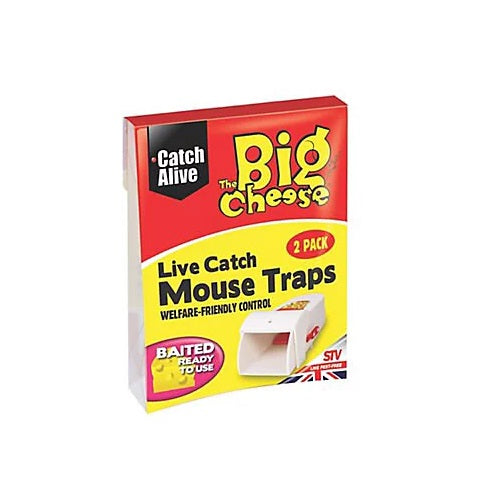 STV The Big Cheese Catch Alive Mouse Traps White Pack of 2 STV155 | Reusable Baited Mouse Trap | Eco Friendly Mouse Traps | Rodent Capture Device