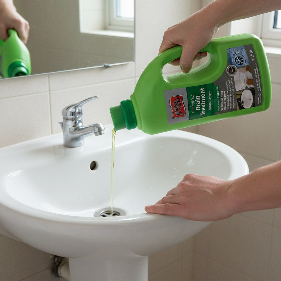 Barrettine Knock Out Biological Drain Treatment 1Ltr 17074 | Natural Enzymes | Maintenance and Cleaning of All Waste Pipes Around the Home | Non-Harmful | Non-Corrosive
