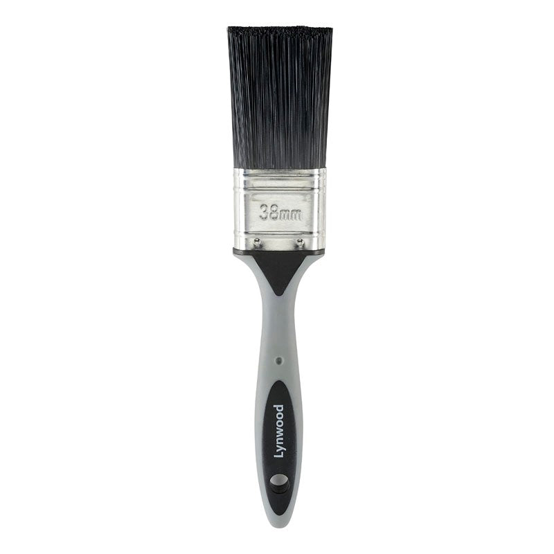 Lynwood No Bristle Loss Paint Brush Grey and Black 1.5-Inch BR992 | Synthetic Filament with Ergonomic Handle | Professional Synthetic Brush | Shedding Paint Brush
