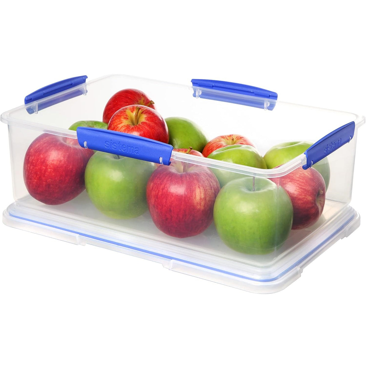 sistema-klip-it-storer-with-secure-locking-lid-box-clear-7ltr-1870--with-blue-clips--food-storage-container--airtight-kitchen-storage