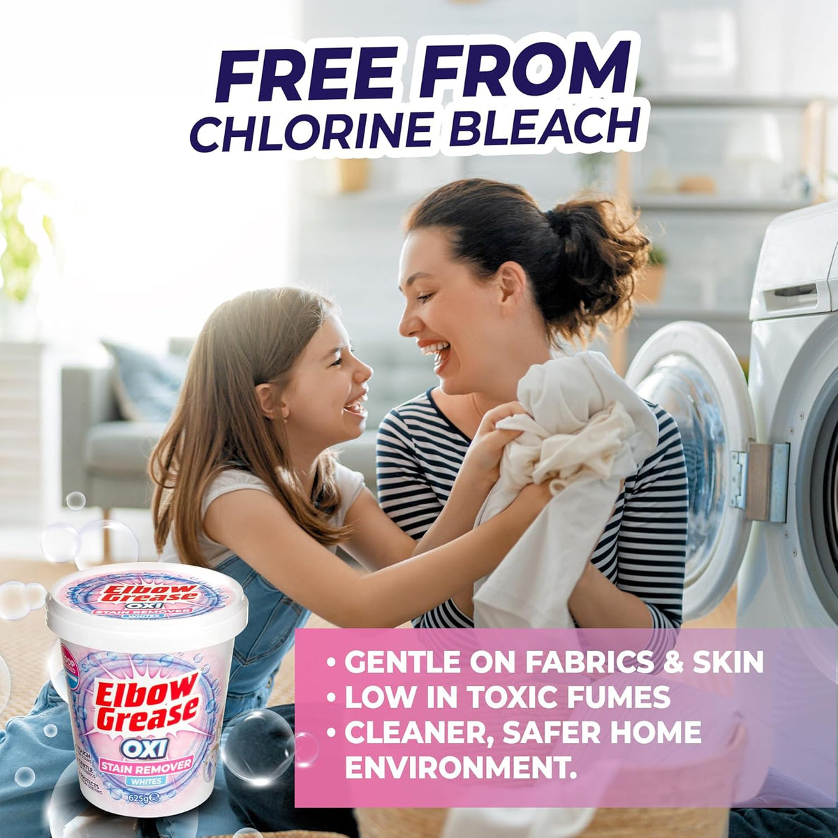 151 Elbow Grease Oxi Stain Remover White 625g EG287 | Laundry Stain Remover Powder | For Whites | Tough on Stains | Gentle on Fabrics | Protects from Greying | Scoop Included | Oxy Laundry Booster for Whites | Whitening Booster | Fabric Brightener