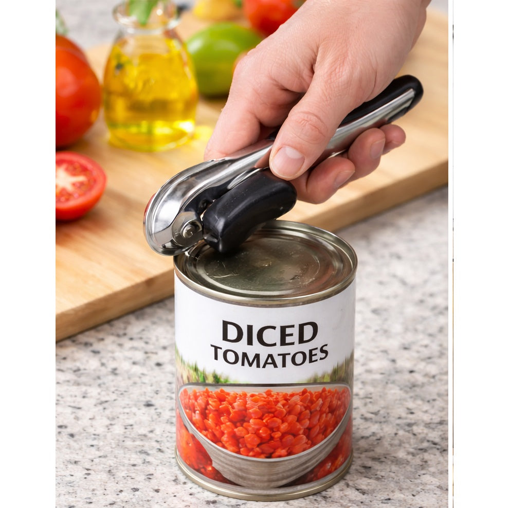 Excellent Houseware Manual Can Opener Chrome Finish 16cm x 5cm CY5657990 | Heavy Duty Stainless Steel | Ergonomic Non-Slip Handle | Smooth Edge Tin Opener | Kitchen Tool | Tin Opener
