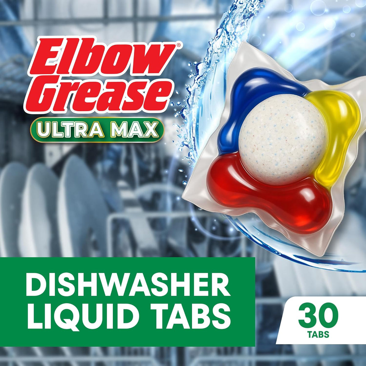 151 Elbow Grease Ultra Max Lemon Fresh Dishwasher Liquid Tabs White Pack of 30 EG301 | Tough on Grease | No Pre-Rinse | Brilliant Shine | Neutralise Odours | Prevent Limescale and Spots | Dishwashing Tablets | Dish Cleaning Tablets