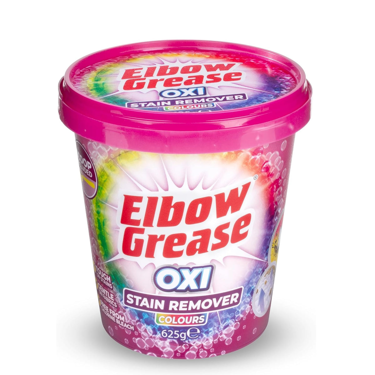 151 Elbow Grease Oxi Stain Remover Multicoloured 625g EG286 | Laundry Stain Remover Powder | Tough on Stains | Gentle on Fabrics | Free from Chlorine Bleach | Scoop Included | Oxy Laundry Booster for Cloths | Fabric Brightener | Laundry Treatment Powder