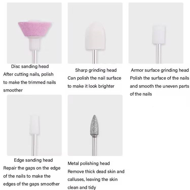 Eleganza Electric Manicure White Pack of 6 CY4655860 | Portable Nail Drill Kit | For Filing-Shaping-Buffing and Cuticle Care | Nail Care Tool | Nail Grooming Set | Cordless Manicure Tool | Compact Manicure Device | Electric Nail Polisher