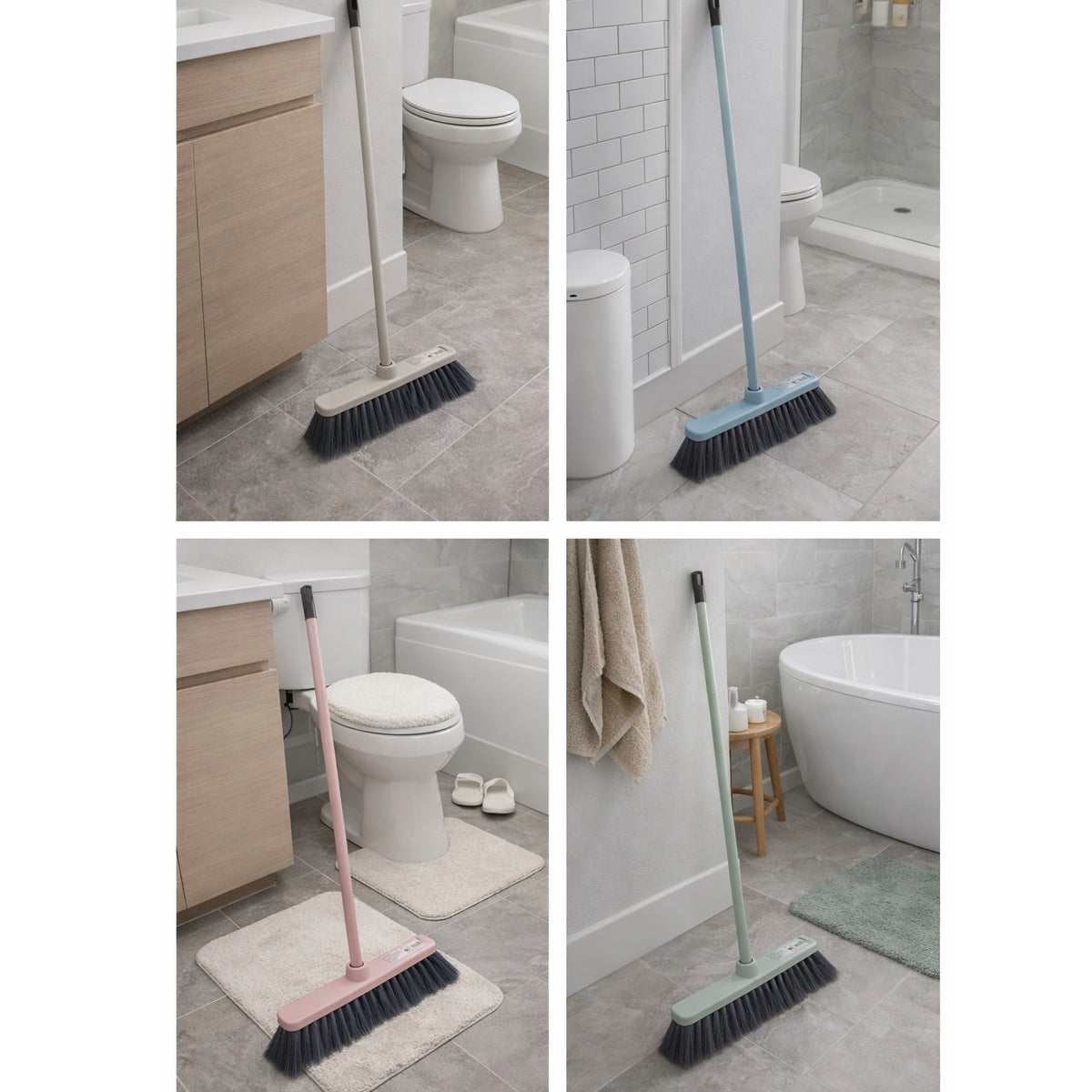 Natural Cleaning Multi Surface Broom with Handle Assorted Colours Pack of 1 976301200 | Soft Bristle Floor Sweeping Brush | Indoor Sweeping Brush | Lightweight Broom | Floor Broom | Long Handle Broom | Household Broom | Home Cleaning Tool