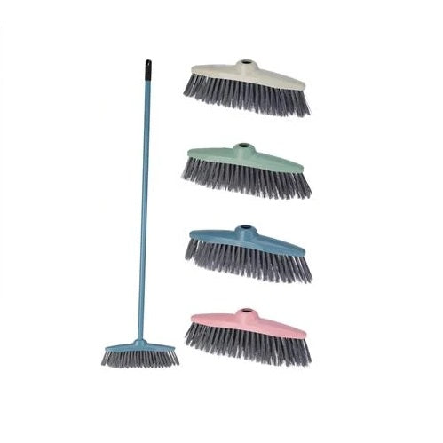 Natural Cleaning Multi Surface Broom with Handle Assorted Colours Pack of 1 976301200 | Soft Bristle Floor Sweeping Brush | Indoor Sweeping Brush | Lightweight Broom | Floor Broom | Long Handle Broom | Household Broom | Home Cleaning Tool