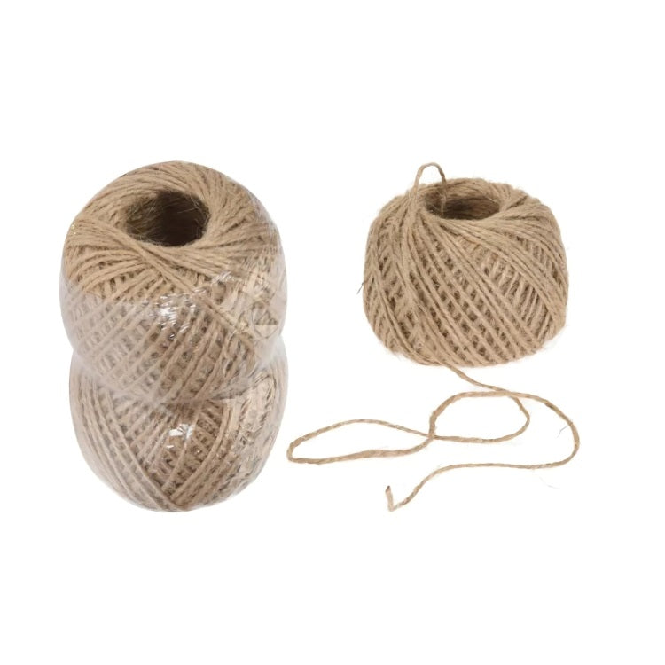 Natural Jute Twine Rope Ball Brown 50Mtr Pack of 2 CR1001116 | Strong Garden Twine | Eco-Friendly Craft String | Gift Wrapping-DIY-Packaging and Household Use