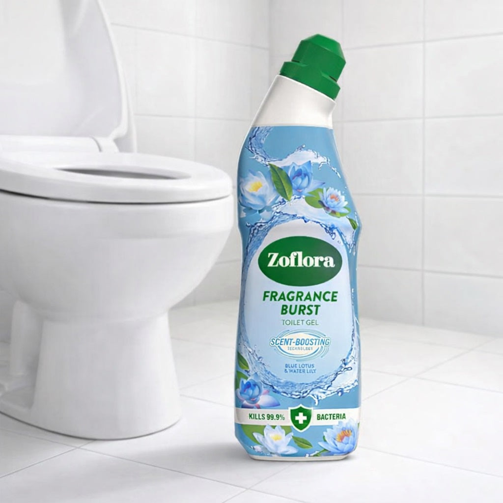 Zoflora Fragrance Burst Blue Lotus and Water Lily Toilet Gel Blue 750ml 12189 | Scent Boosting Technology | Kills Bacteria | Long Lasting Toilet Cleaner | Toilet Cleaning Gel | Hygiene Gel | Toilet Bowl Sanitising Gel | Refreshing Scent Boost | Powerful