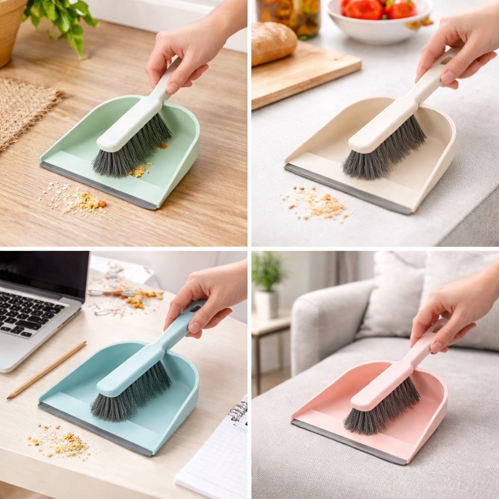 Dustpan and Hand Brush Cleaning Set Assorted Colours 22cm x 33cm Pack of 1 976301130 | Household Sweeping Brush with Dust Pan | Small Hand Broom Cleaning Set
