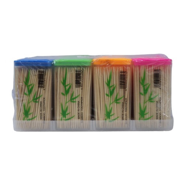 JL Supplies Bamboo Pocket Toothpicks Brown Pack of 40 1123 | With Plastic Dispenser Box | Party Cocktail Picks | Kitchen Table Toothpicks | Food Serving Picks | Party Buffet Picks | Fruit Cocktail Picks | Disposable Toothpicks | Snack Toothpicks