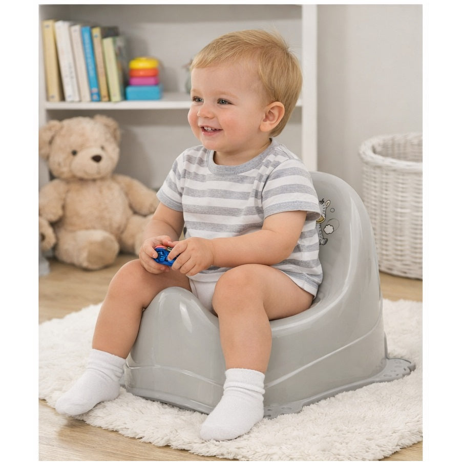 Baby Training Potty Seat Grey 35cm x 30cm 7800030 | Non Slip Kids Potty Trainer | With Cute Zebra Design | Toddler Toilet Training Pot | Comfortable Child Potty Chair | Lightweight Toilet Training Seat | Kids Portable Potty | Toddler Potty Chair | Kids Toilet Learning Seat | Plastic Potty Chair