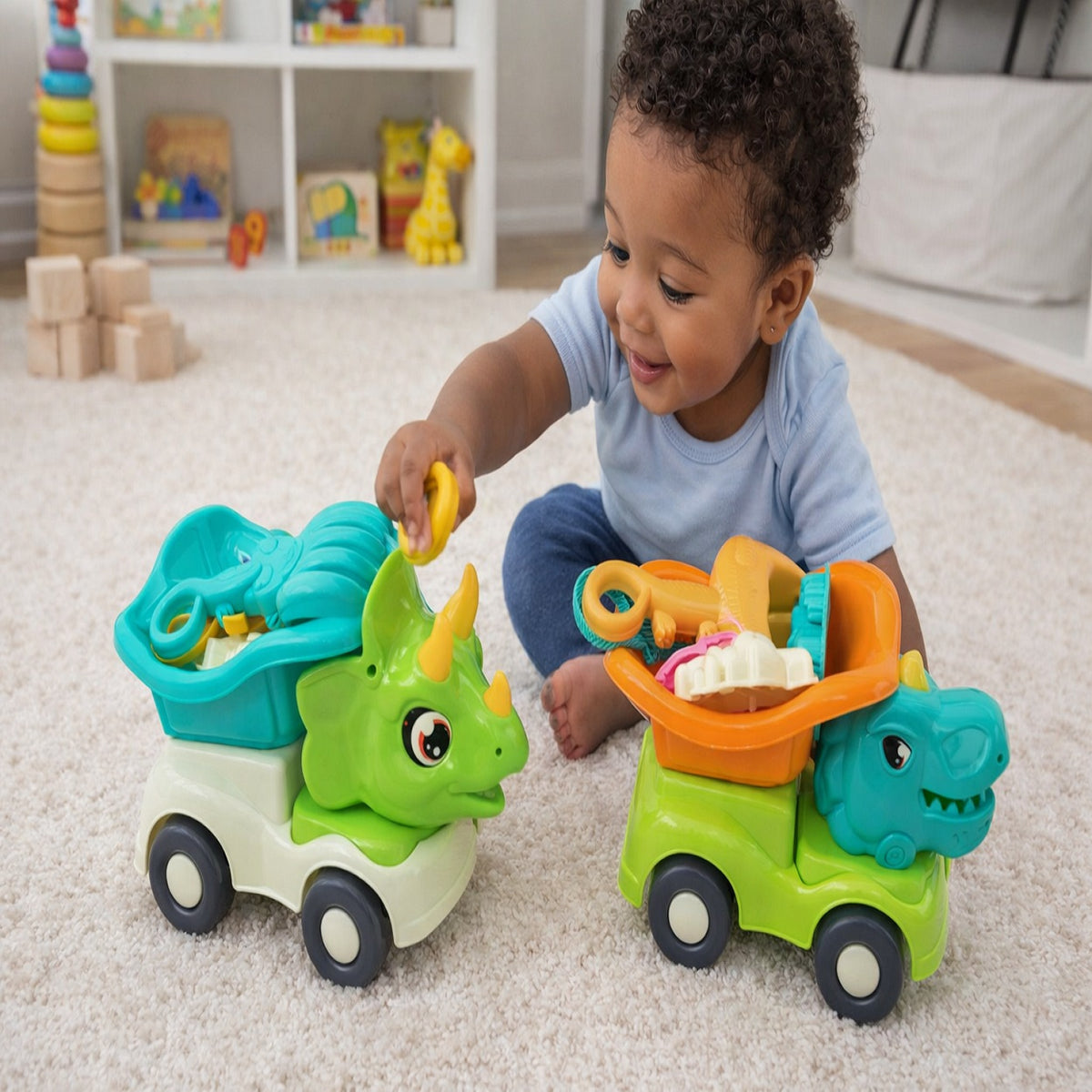 Beach Toys Car Dinosaur Sand Truck Set Assorted SZ1150170 | Kids Fossil Dig Dump Truck | Jurassic Sandbox Play Vehicle | Toddler Beach Bucket and Moulds Kit