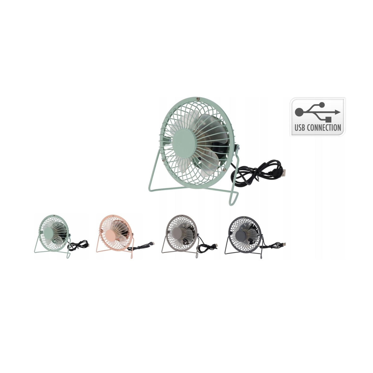 USB Mini Fan with USB Power Assorted Colours 15cm 170491130 | Portable Desk Fan | Quiet Cooling Fan | USB Air Fan | Small Workspace Fan | Silent Desk Fan | Metal Frame Fan | Study Table Fan | Travel Mini Fan