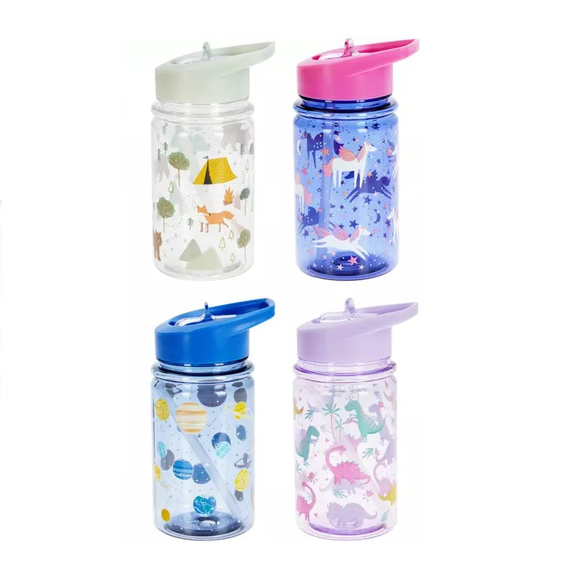 Excellent Houseware Kids Collection Sports Water Bottle with Flip Straw Lid Assorted Colours 450ml Pack of 1 997100530 | BPA Free | With Cute Cartoon Design | Leakproof | Drinking Bottle | School Water Bottle | Cartoon Water Bottle | Kids Outdoor Bottle