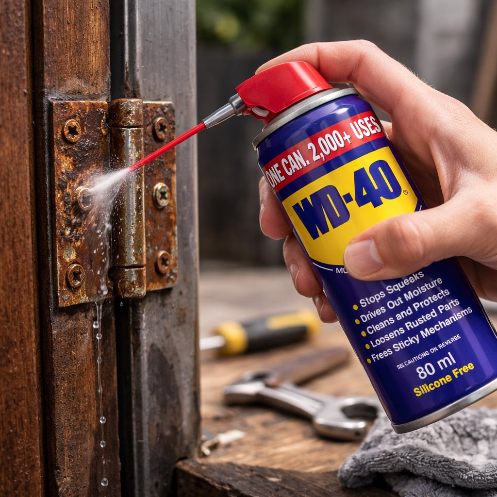WD-40 Multi-Use Silicone Free Spray Blue 80ml 1001791A | Stops Squeaks | Drives Out Moisture | Cleans and Protects | Loosen Rusted Parts | Free Sticky Mechanisms | Rust Protection | Lubricant for Maintenance | Bike Chain Spray | Machinery Lubricant | Automotive Lubricant | DIY Maintenance | Tools Lubricant | Metal Protection