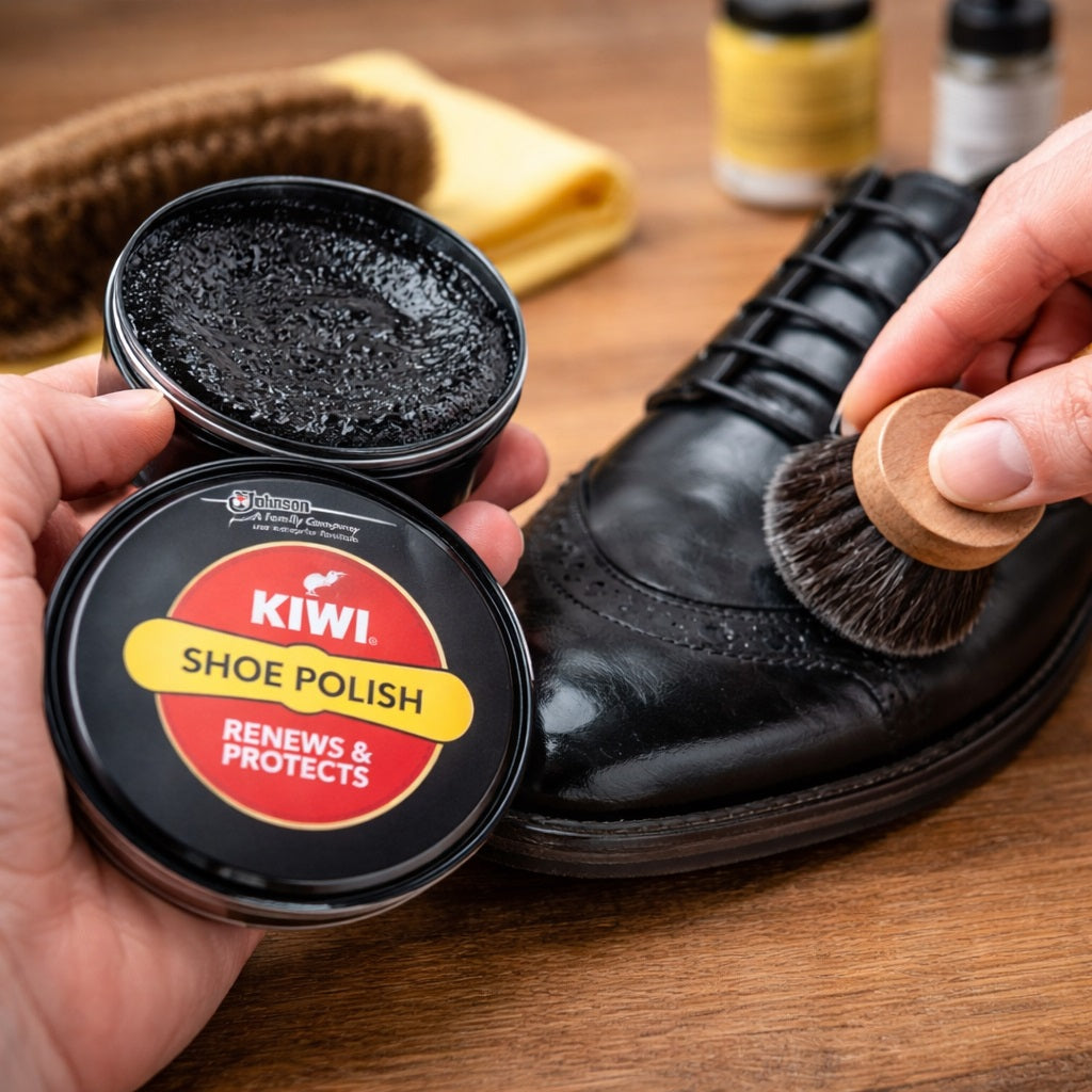 Sc Johnson Kiwi Shoe Polish Black 50ml 1057423 | Renews and Protects | Long-Lasting Shine | Shoe Care Polish Tin | Leather Shoe Care | Shoe Gloss Polish | Black Shoe Polish | Formal Shoe Polish | Leather Shine Wax, Footwear Care Polish | Shoe Care Product | Shoe Shine Kit