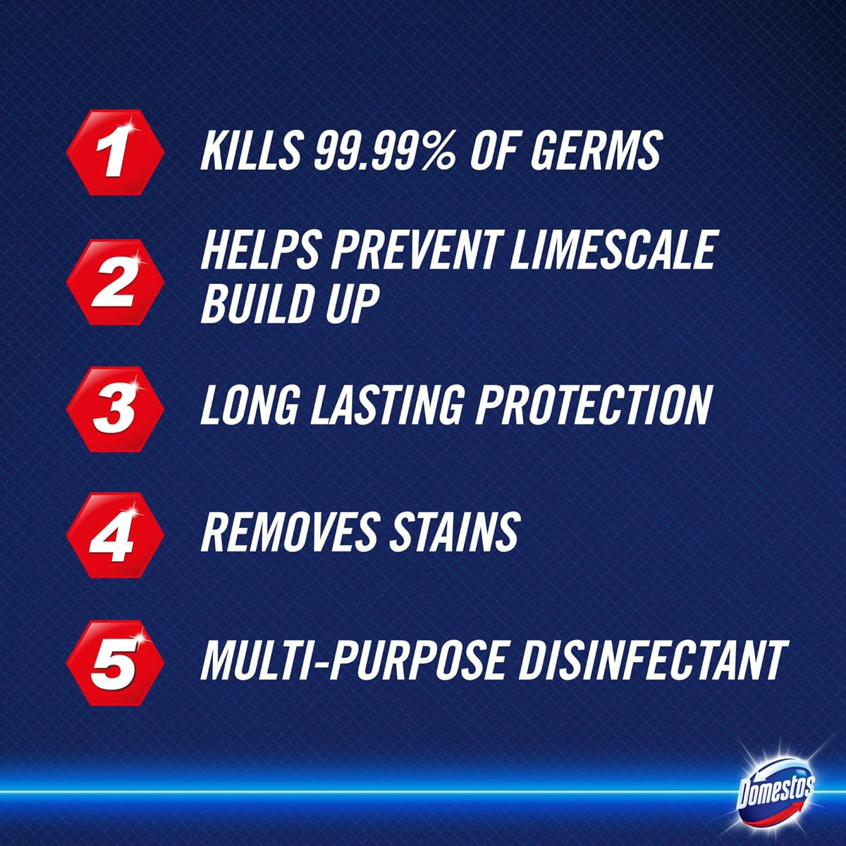 Domestos Original Thick Bleach Toilet Cleaner and Disinfectant Blue 750ml 6068755 | Unbeatable Strength | Kills Germs | Deep Cleaning Bleach Gel | Fights Plastic Waste | Toilet Sanitation Liquid | Antibacterial Cleaner | Bathroom Disinfectant | Limescale