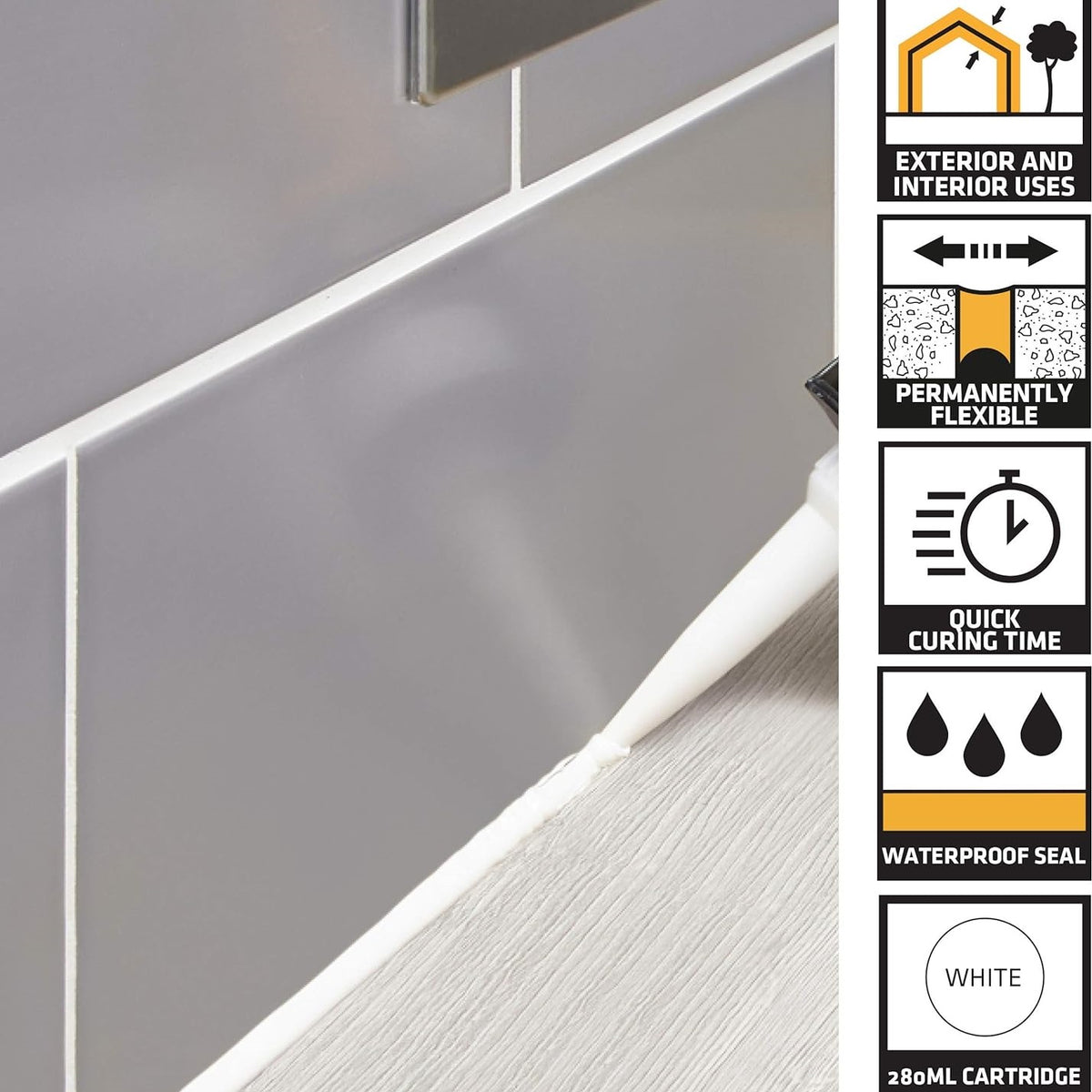 Everbuild General Purpose Silicone Sealant White 280ml 12GPSWE | Multi Surface Waterproof Sealant | Mould Resistant | Permanently Flexible | Multi Purpose Sealant | Bathroom Sealant | Kitchen Sealant | Window Sealant | Door Sealant | Gap Filler Sealant