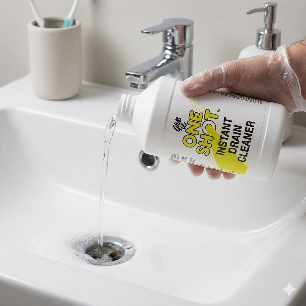 One Shot Instant Drain Unblocker White 1Ltr ONESHOT | Unblocks Your Drain | Dissolve Grease-Rags-Soap and Paper Towels | Unblocks Plugholes and Pipes | Sink Cleaner | Hair Clog Remover | Toilet Unblocker | Kitchen Drain Cleaner | Pipe Cleaner | Pipe