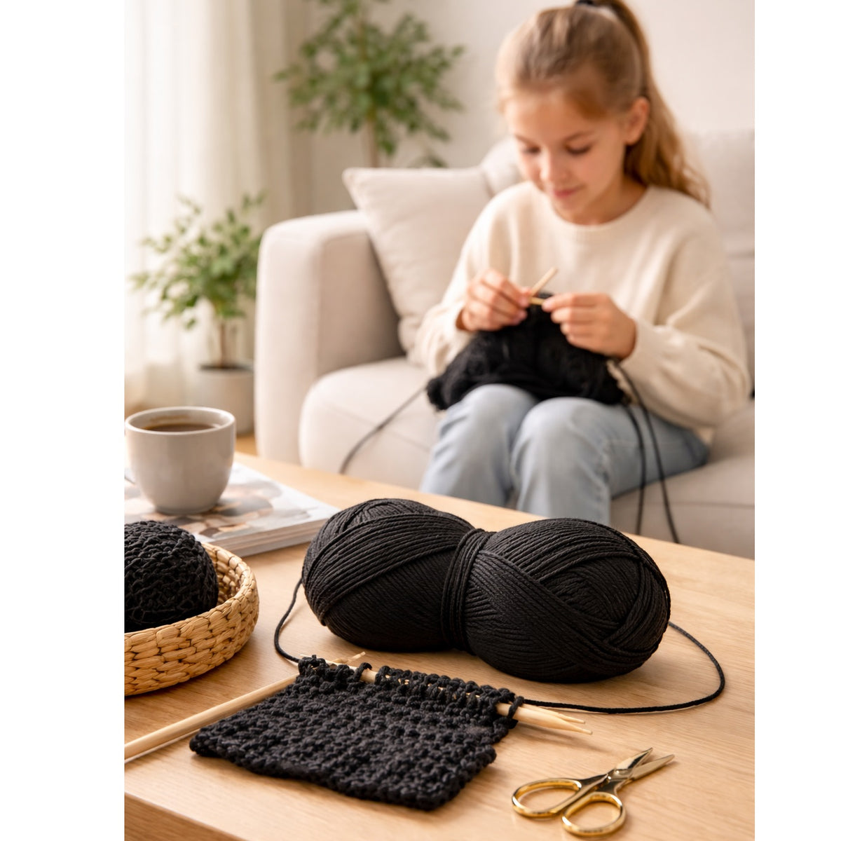 The Accessory Shop Knitting Yarn Black 80g CP034 | 4 Ply Quality | Acrylic Crochet and Knitting Wool | For Scarves-Hats and Blankets | Craft Accessories | Wool Yarn | Knitting Supplies